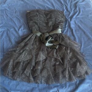 Black Strapless Homecoming Dress with Bow Detail